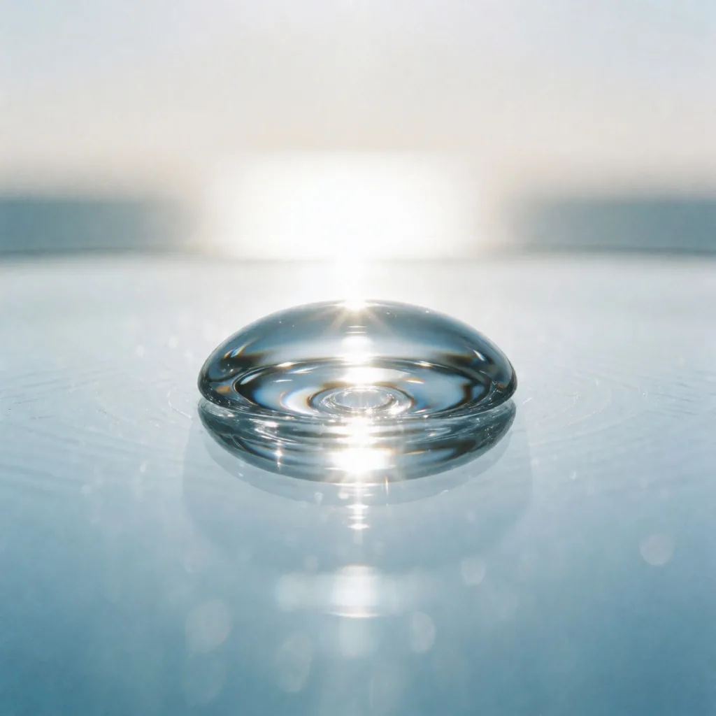 Gota de agua sobre superficie de cristal